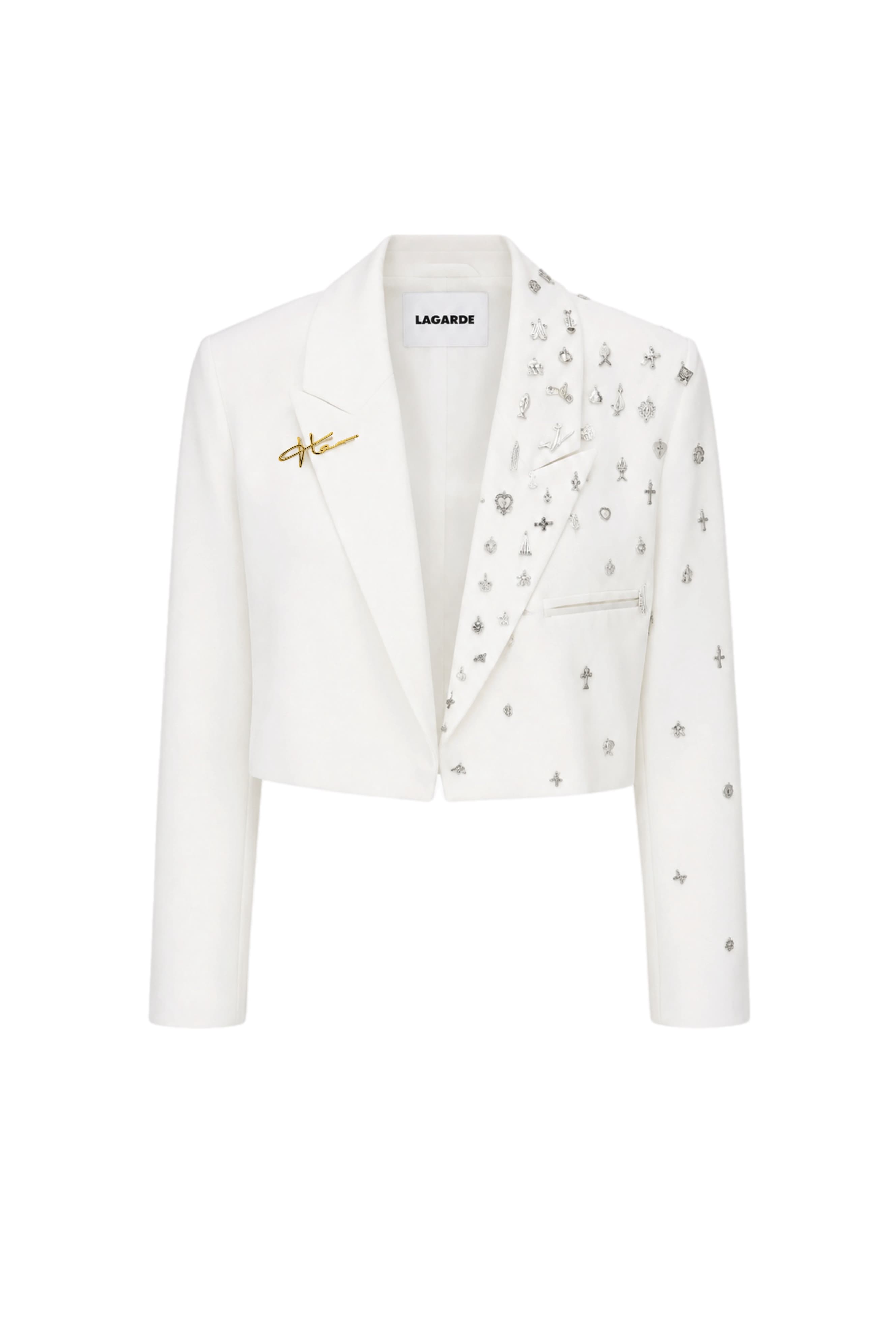 THE SIGNATURE BLAZER — EXCLUSIVE EDIT CROPPED WHITE