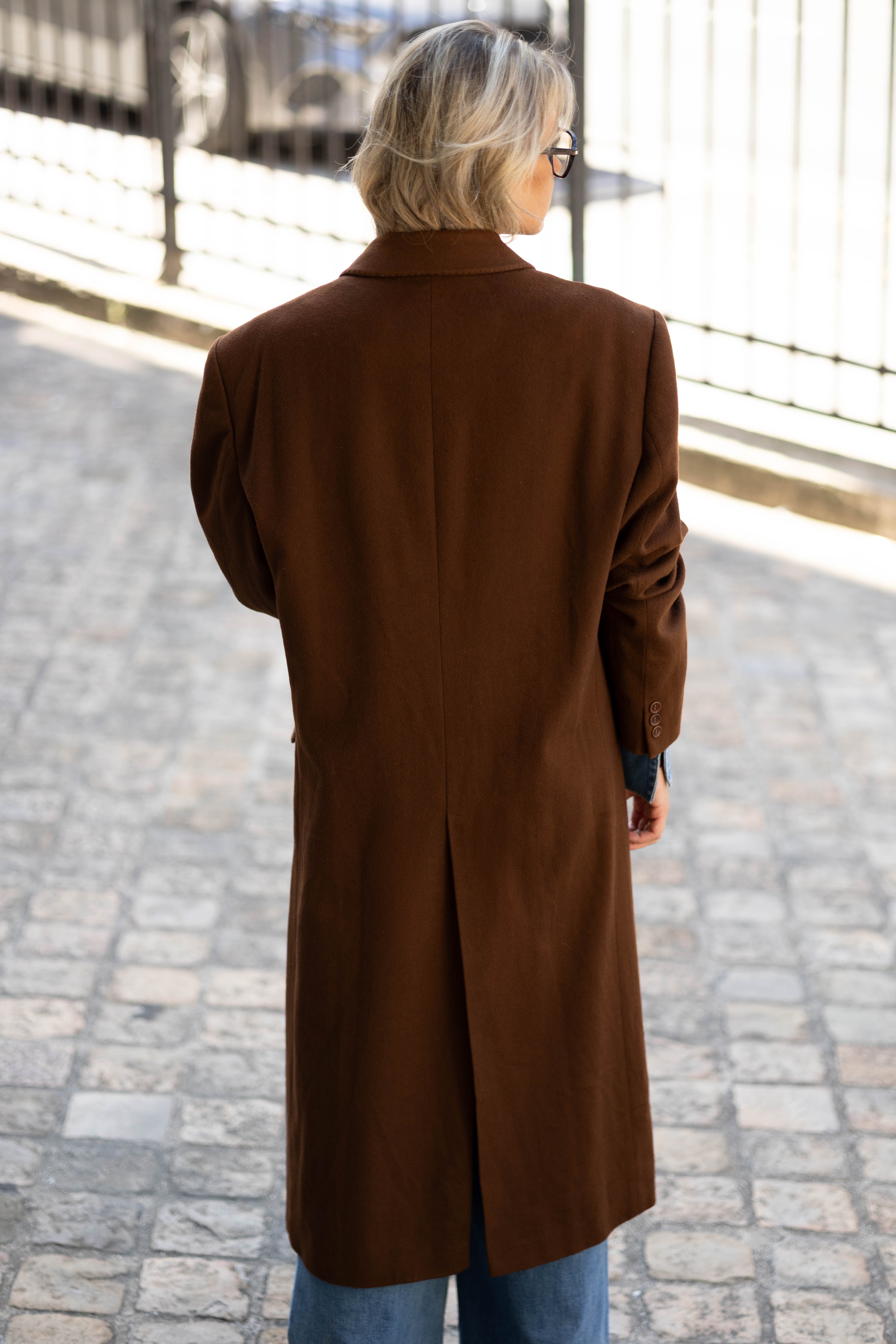 Vendôme Vintage Signature Coat – Brown, 100% Wool