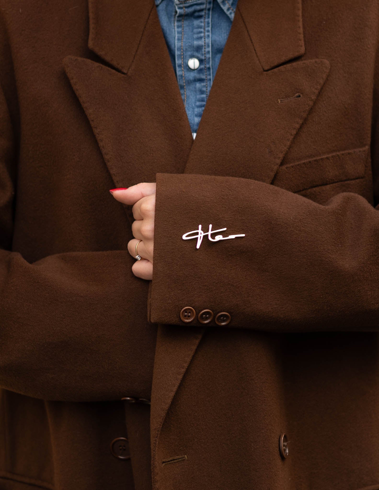 Vendôme Vintage Signature Coat – Brown, 100% Wool