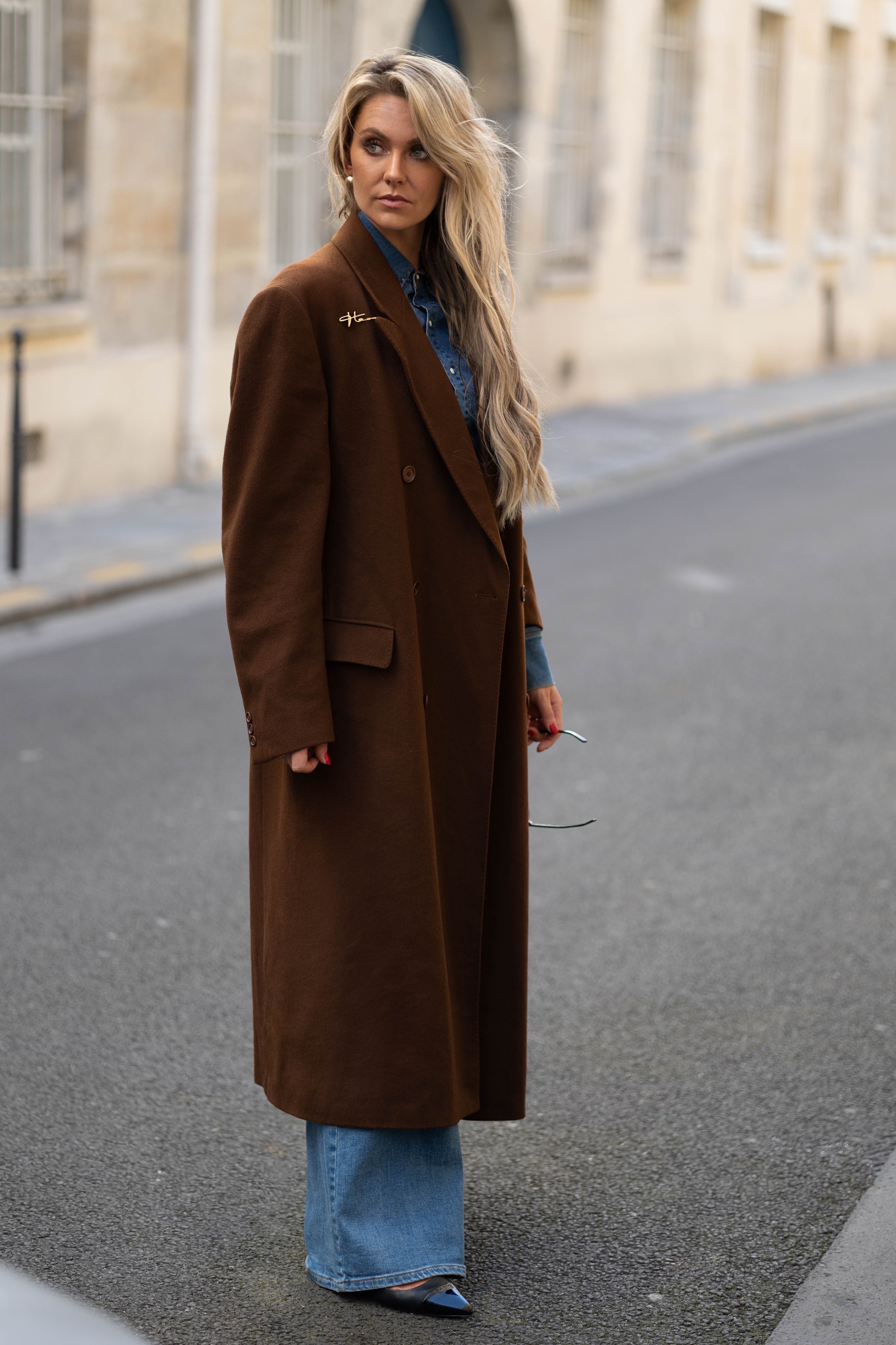 Vendôme Vintage Signature Coat – Brown, 100% Wool