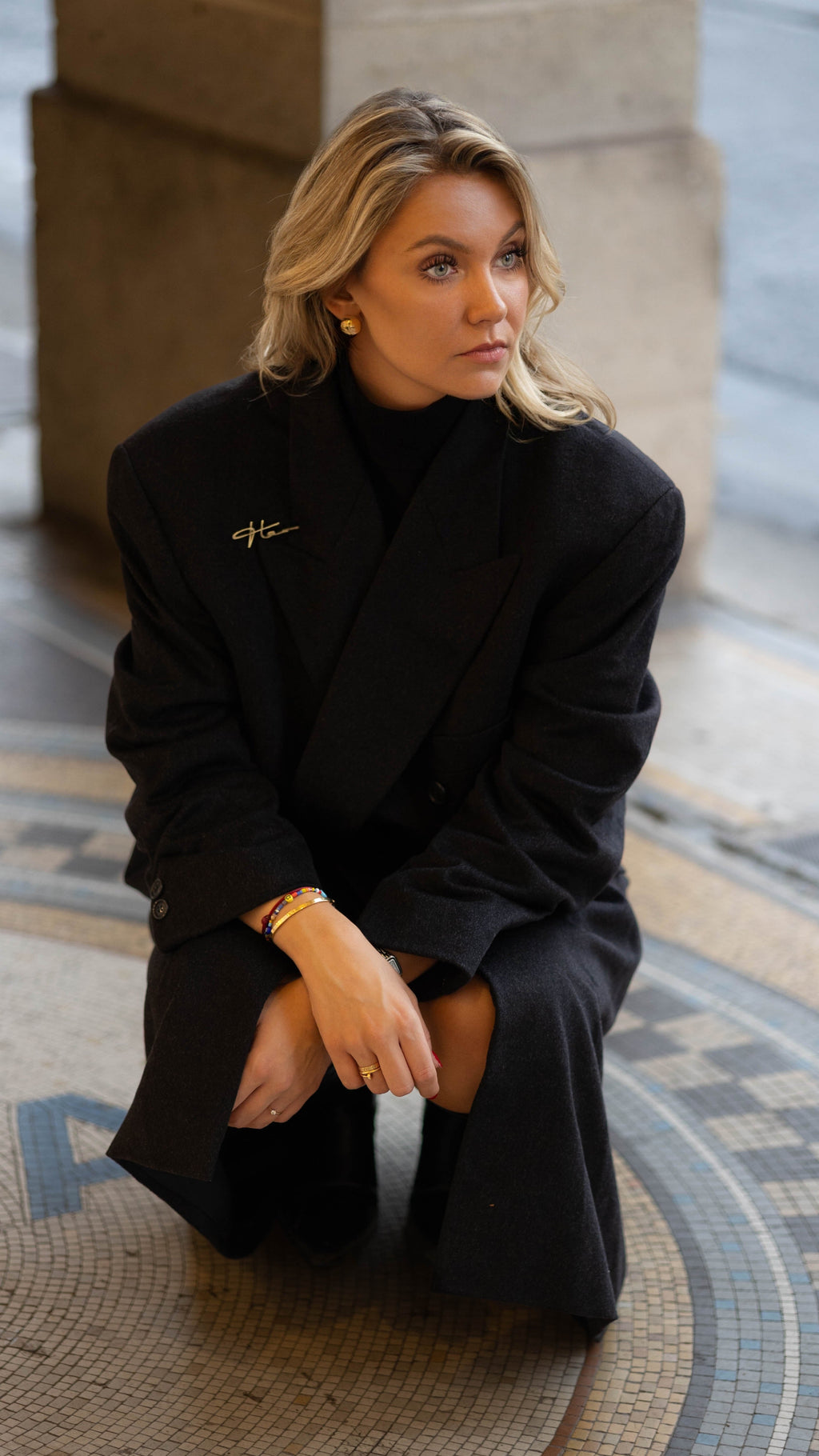 Rouge Vintage Signature Coat – Grey, 100% Cashmere