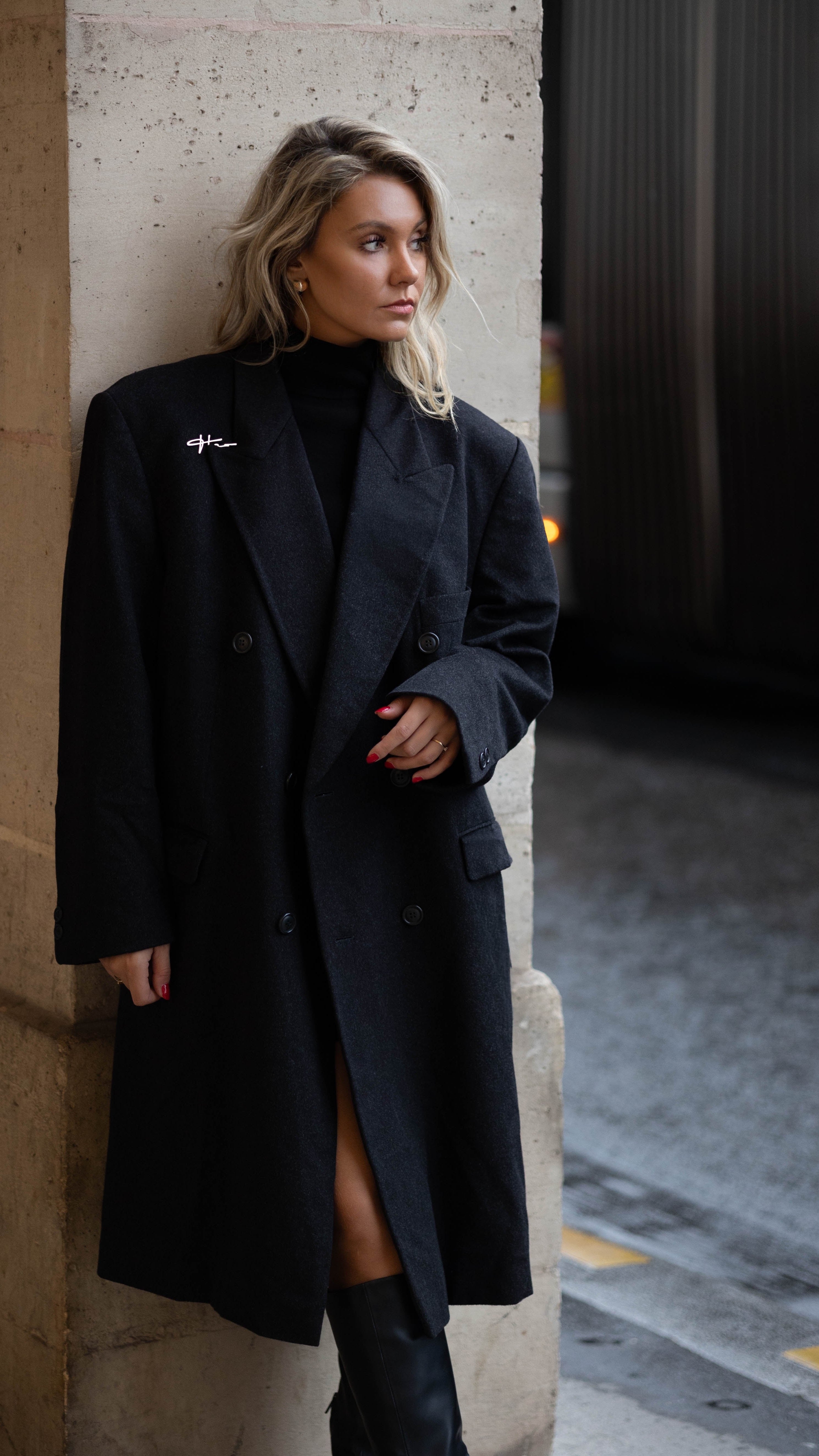 Rouge Vintage Signature Coat – Grey, 100% Cashmere